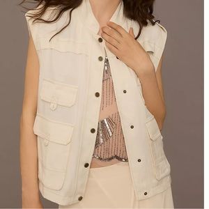 Silky cream utility vest by Anthropologie
